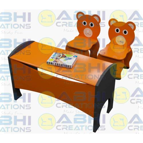 Bear Design Desk Table and Chair Set Inches Desk with 18mm Play Frame PVC Edge 12 Inches Chair with Paint Finish Desk With Two Chairs (DD-1305) Manufacturers, Suppliers in Bhiwani