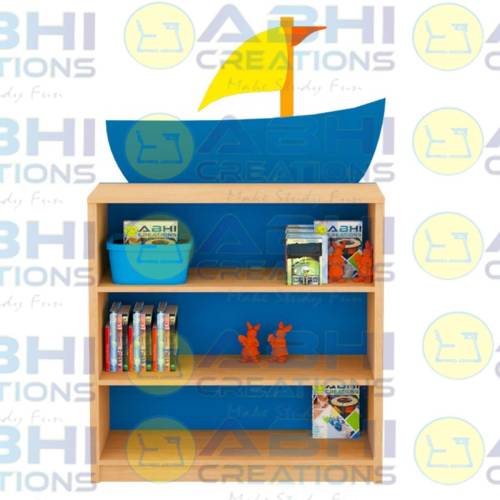 Boat Design Library Rack Blue and Yellow Color PVC Edge and 9mm Thick Prelam Board Back Includes All Hardware and Accessories (STORAGE-1458) Manufacturers, Suppliers in Lakhimpur