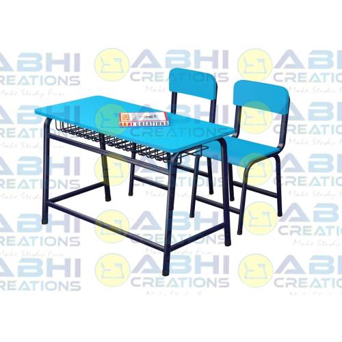 Classroom Double Desk And Chair Set With 18mm Prelam Table Top And 12mm Ply Chair Design (ABHI-113) Manufacturers in Delhi