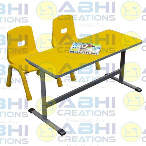 Double Desk Double Bench And Kids School Furniture Chair Set With CRCA Oval Pipe Frame And Plastic Shell (DD-1308) Manufacturers in Delhi