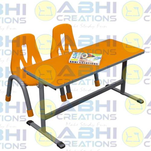 Double Desk Double Bench And Kids School Furniture Chair Set With CRCA Oval Pipe Frame And Plastic Shell (DD-1309) Manufacturers in Delhi