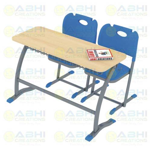 Double Table Top and Wire Mesh Book Storage Steel Frame and Ergonomic Plastic Chair with Injection Molded Seat and Back CRCA Steel Pipes (ABHI-119) Manufacturers, Suppliers in Mizoram