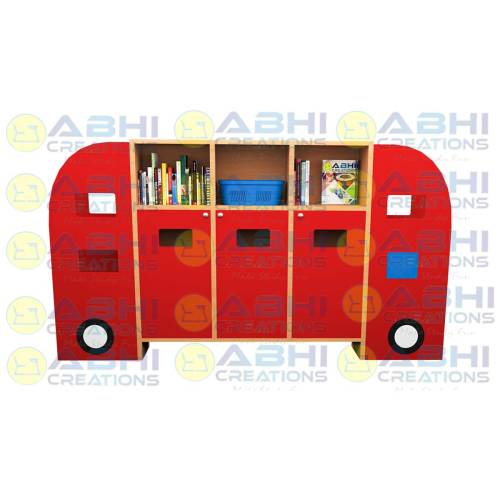 Kids Organizer Durable And Modern Bus Design With 18mm Prelam Board and PVC Edge for Toy and Book Storage Bus (STORAGE-1423) Manufacturers, Suppliers in Rajpur Sonarpur