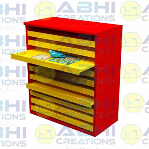 Kids Storage Rack – 18mm Prelam Board with PVC Edge, Red and Yellow (AS-1505) Manufacturers, Suppliers in Sultanpur