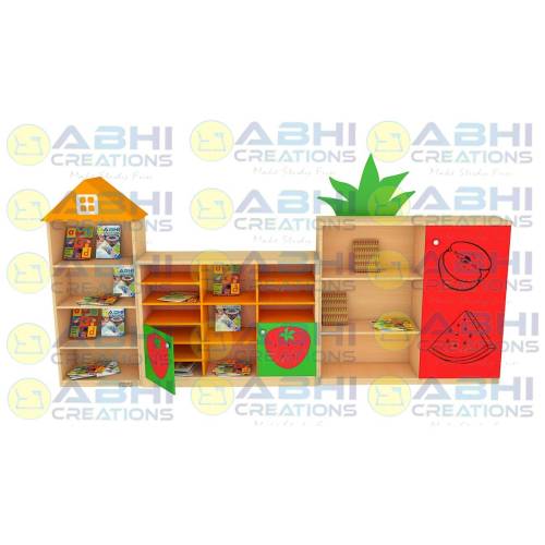 Large Kids Storage Unit With Durable 18mm Prelam Board And PVC Edge For Toys And Books (Jungle Storage-1426) Manufacturers, Suppliers in Noida