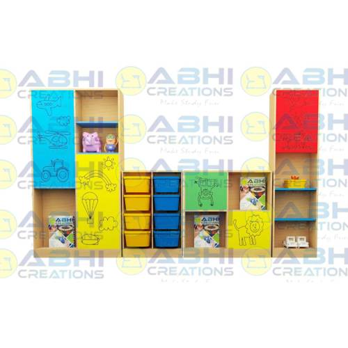 Large Modular Colorful Storage Unit For Kids With 18mm Prelam Board And PVC Edge (STORAGE-1420) Manufacturers, Suppliers in Rajpur Sonarpur