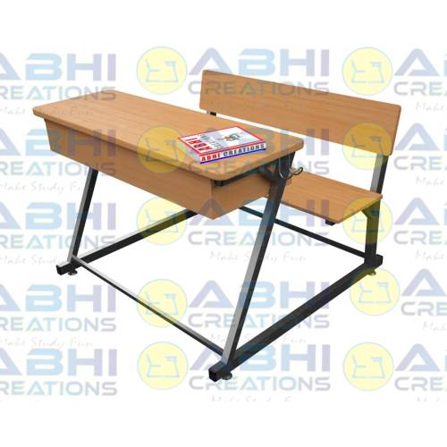 Modern Bench and Seat Set with 18mm Laminate Top Teak Finish and Square Pipe Frame Dual Desk (ABHI-211) Manufacturers, Suppliers in Puri