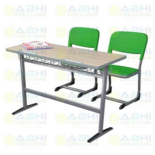 Modern College and School Desk Set – Robust Oval CRCA Pipe Frame, Wire Mesh Storage, and Bag Hook (ABHI-114) Manufacturers, Suppliers in Noida