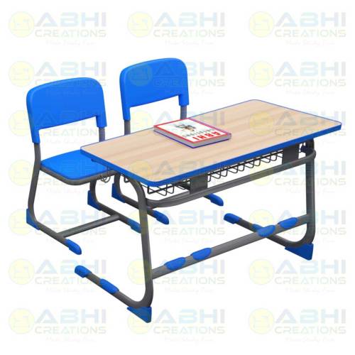 Modern Desk and Chair for Schools and Colleges – Sturdy Oval Pipe Frame, MDF Table, and Bag Holder (ABHI-115) Manufacturers, Suppliers in Jharkhand