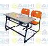 Modern Sturdy Double Desk And Chair Set With 20mm MDF Table Top Two Layer Blown PP Seat (ABHI-103) Manufacturers in Delhi