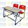 Modern Sturdy Double Desk And Chair Set With 20mm MDF Table Top Two Layer Blown PP Seat (ABHI-103) Manufacturers in Delhi