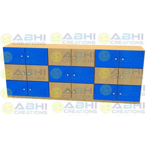 Modular Wooden Lockers With 18 Lockers 18mm Prelam Board Storage (ABHI-1516) Manufacturers, Suppliers in Thane