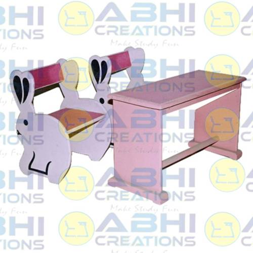 Stylish Rabbit Desk and Chair Set Compact Design for Kids Study Play Durable Laminate Painted Rabbit Finish (DD-1307) Manufacturers, Suppliers in Noida