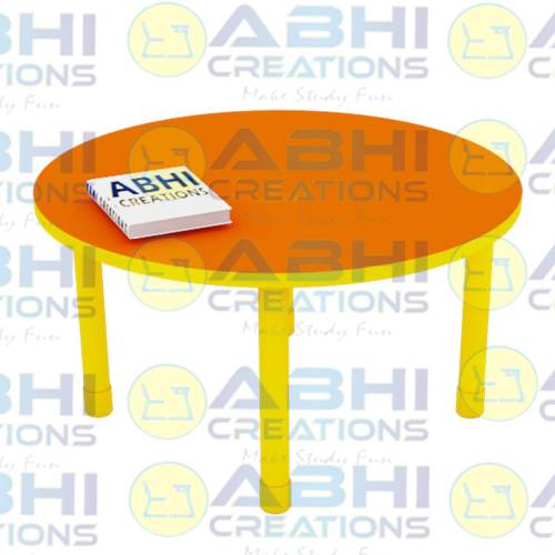 Table with Top Round Pipe Frame with Fixed Legs Powdercoated Finish 18mm Prelam Board PVC Edge Kids Round Table (JB-1103) Manufacturers, Suppliers in Bhiwani